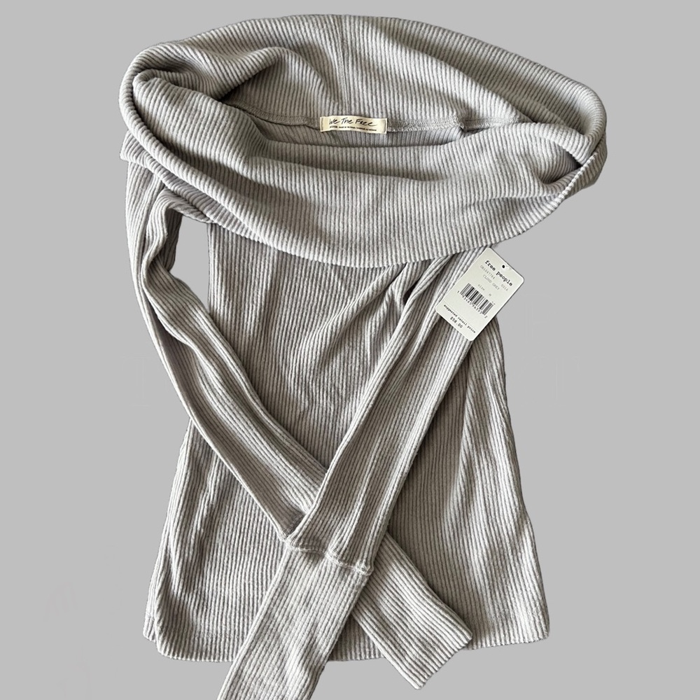 Free People Cloud Gray Asymmetrical Sweater